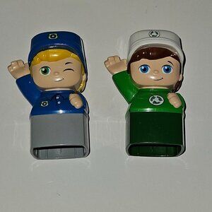 2 Mega Bloks Replacement Figures Toy Lot Police Officer Recycling Garbage Man